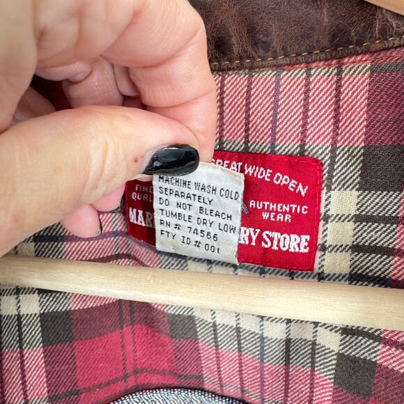 Vintage Marlboro Country Store Denim Jacket L Leather Collar Upcycled Embroidery - Picture 12 of 13